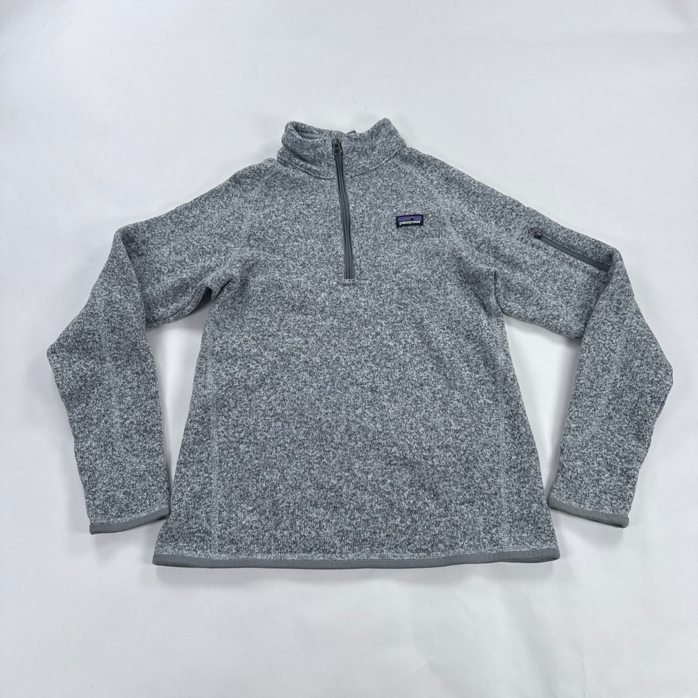 Patagonia Girls Better Sweater 1/4 Zip Fleece Pullover XXL 16-18 Grey White
